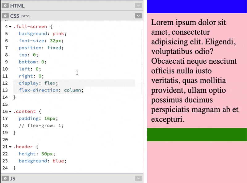 Flexible layout with flexbox