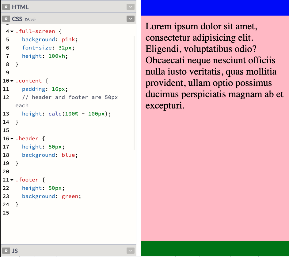 Viewport height with calc